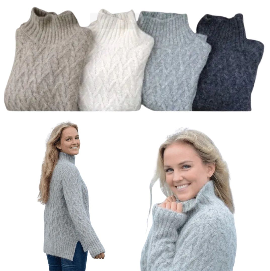 Lattice Cable Mock Sweater
