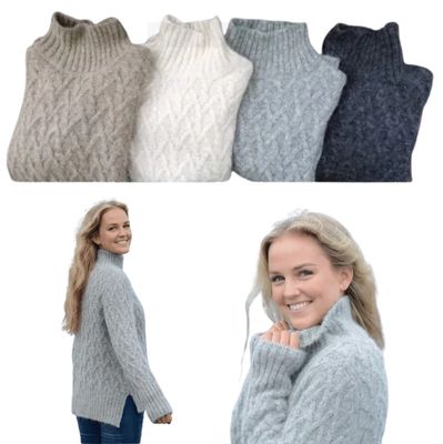 Lattice Cable Mock Sweater