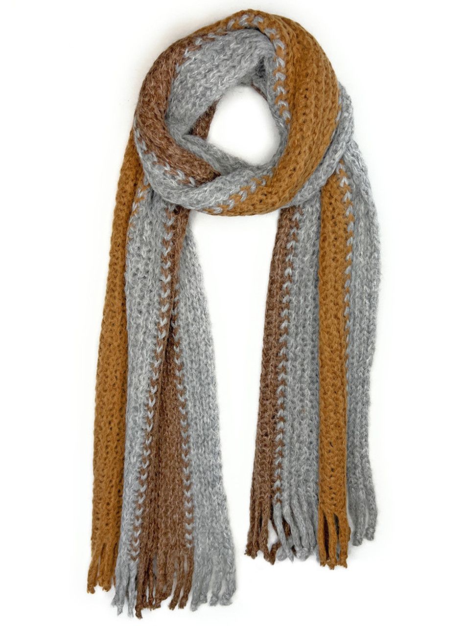 Chunky Knit Amberly Scarf, Color: Honey/Toffee/Slate