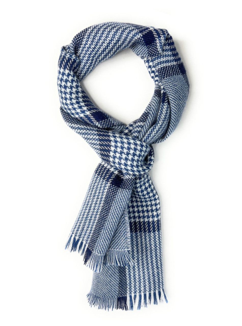 Houndstooth Plaid Scarf, Color: Blue