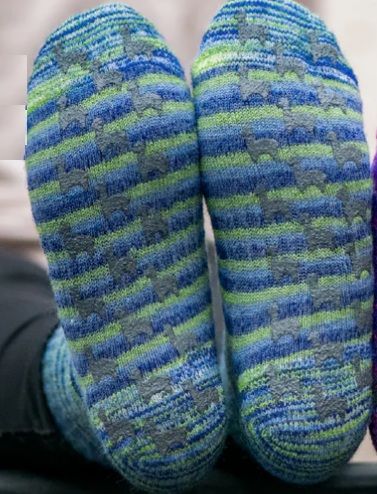 Multi Alpaca Slipper Socks, Color: Blue, Size: Small