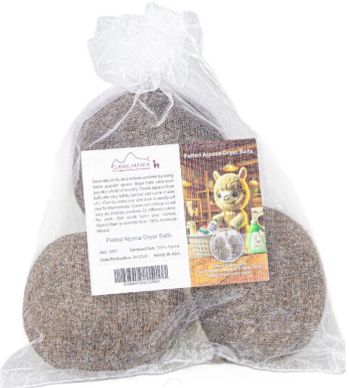 Felted Dryer Ball 3 Pack Classic Alpaca