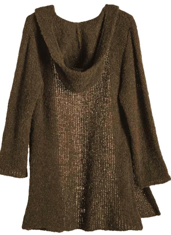 Eco Hooded Alpaca Cardigan, Color: Espresso