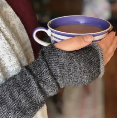 Long Arm  Wrist Warmers, Color: Charcoal