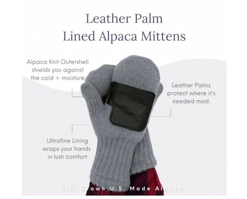 Leather Palm Lined Alpaca Mitten