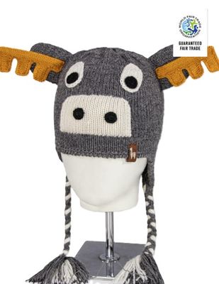 Kids Moose Hat with Ear Flaps