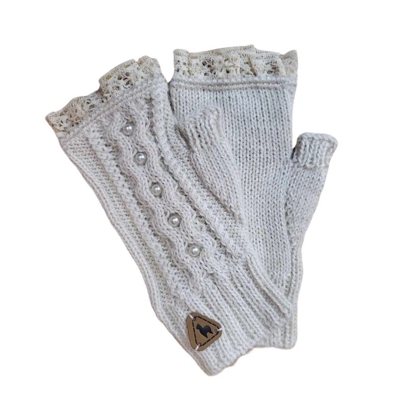 Pearl Alpaca Fingerless Gloves