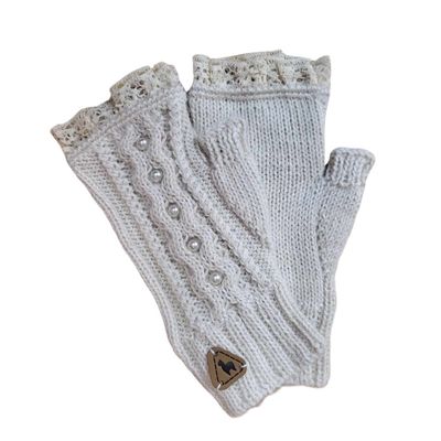 Pearl Alpaca Fingerless Gloves