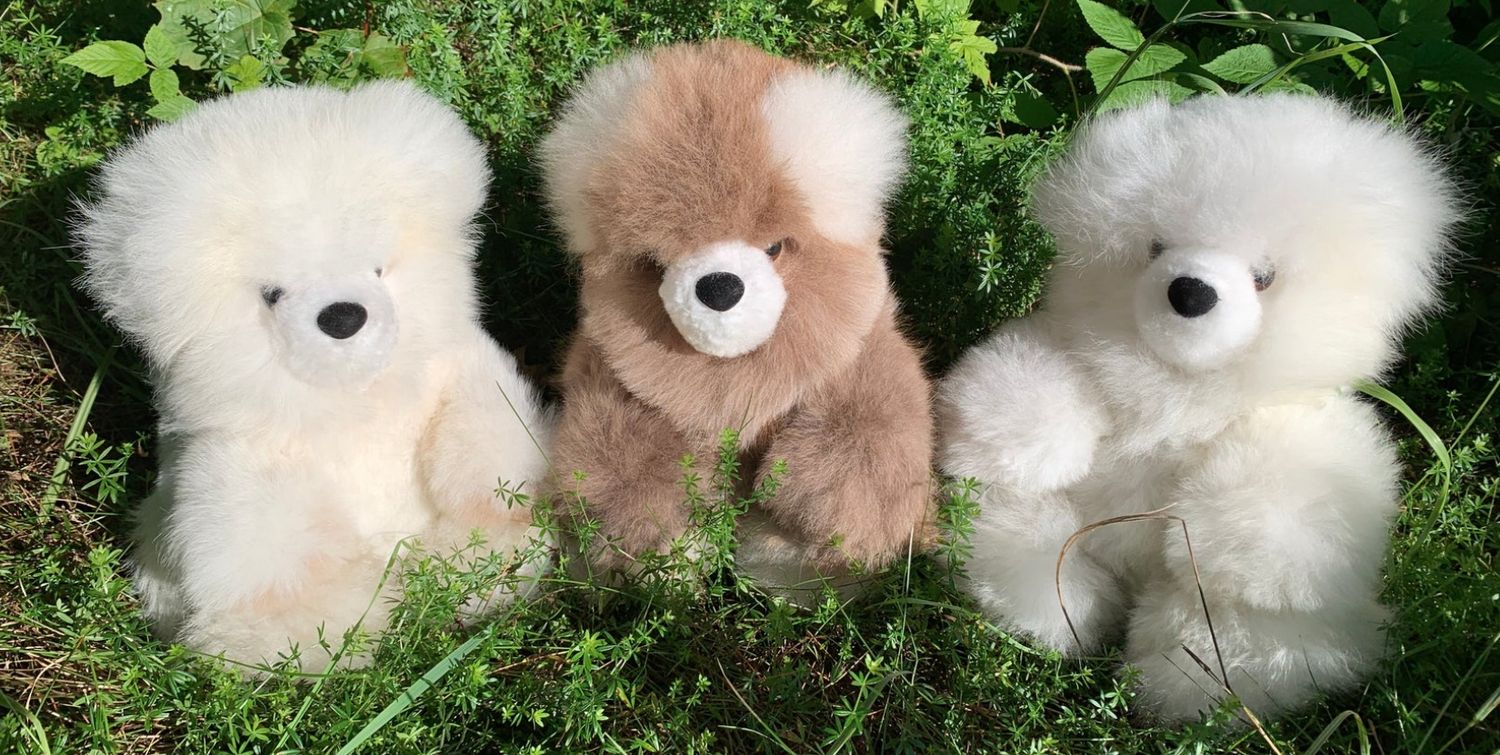 Seated Baby Alpaca Fur Teddy 10"