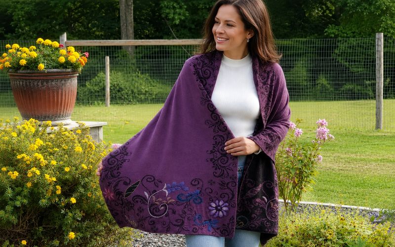 Embroidered Alpaca Shawl