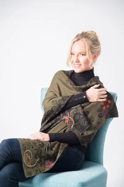 Embroidered Alpaca Shawl