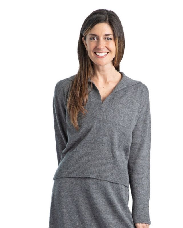 Johnny-Collar Polo Sweater