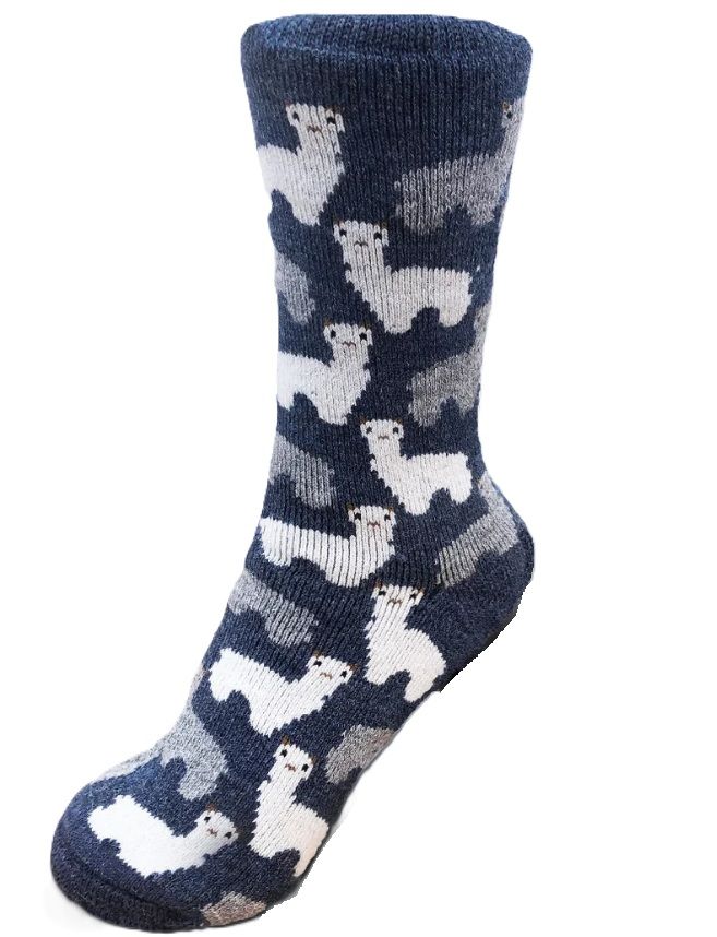 Alpaca Motif Socks, Color: Denim, Size: Small/Medium