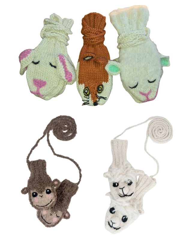 Kids Mittens w/Strings