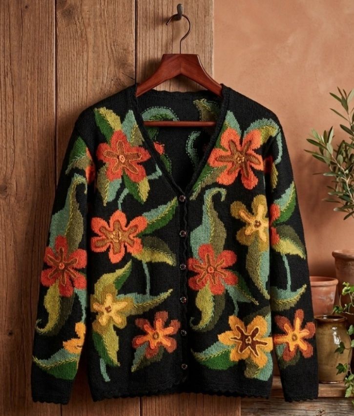 Floral Cardigan, Size: Large
