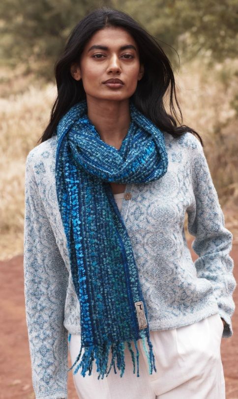 Wide Boucle Scarf, Color: Peacock