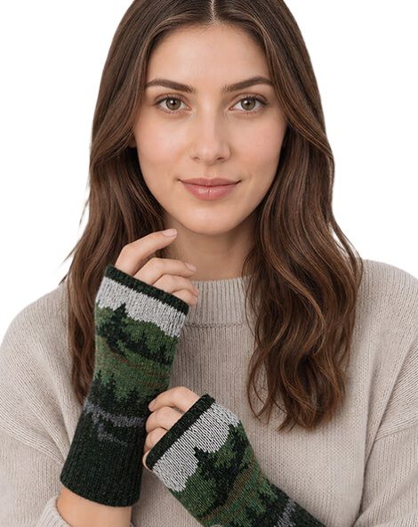 Evergreen Baby Alpaca Fingerless Gloves