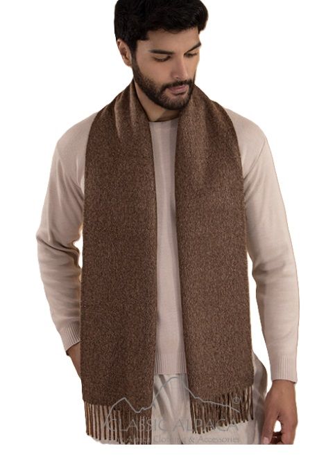 Woven Scarf Baby Alpaca Brown Heather