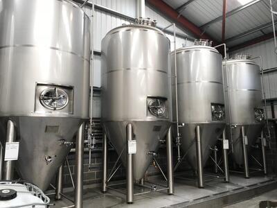 Vertical Cylindrical Conical Bottomed Fermenter - 8000L
