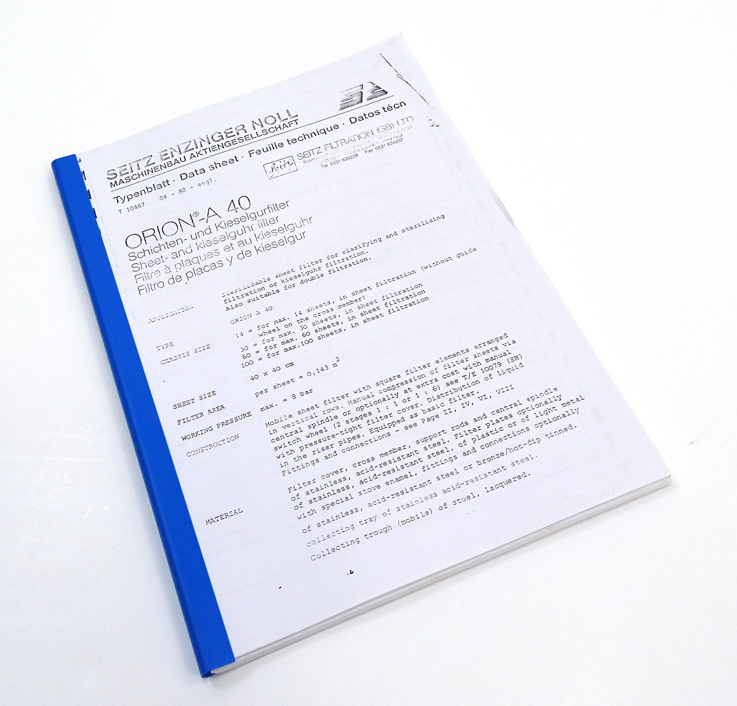 Seitz Orion A40 - Datasheet Manual