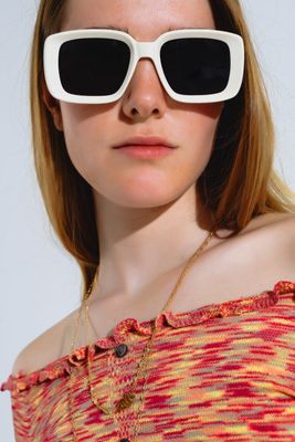 Oversized rechthoekige zonnebril breed montuur