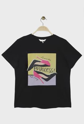 T-shirt High Heel - ZWART