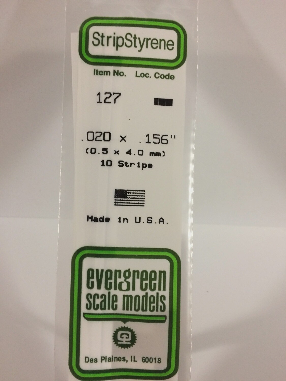 127 - OPAQUE WHITE POLYSTYRENE STRIP