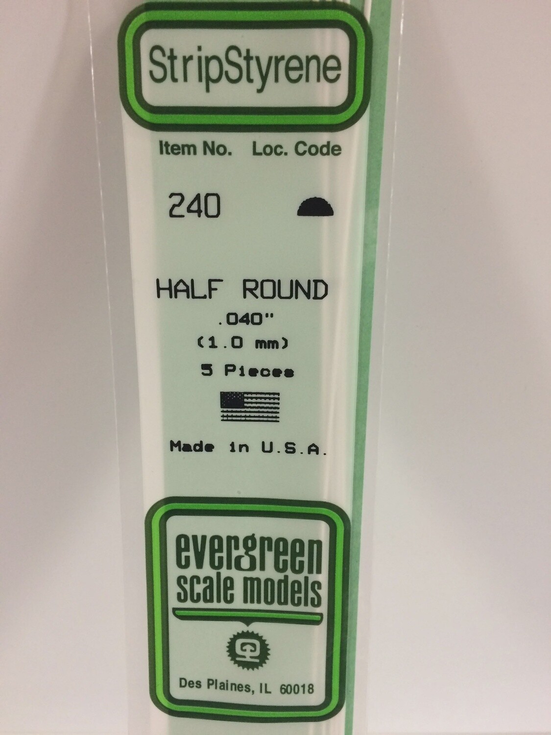 240 - OPAQUE WHITE POLYSTYRENE HALF ROUND