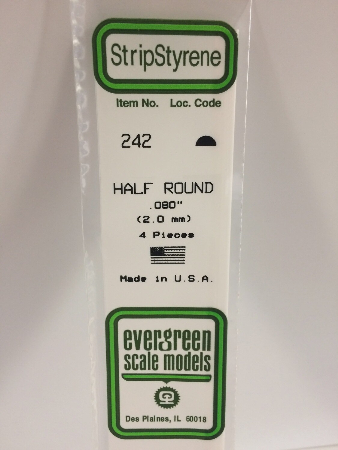 242 - OPAQUE WHITE POLYSTYRENE HALF ROUND