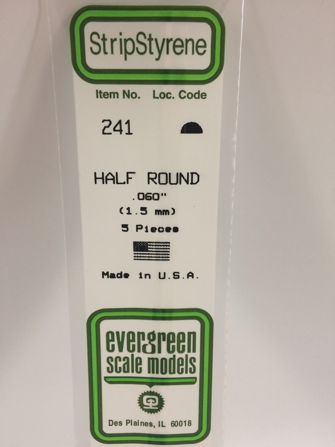 241 - OPAQUE WHITE POLYSTYRENE HALF ROUND