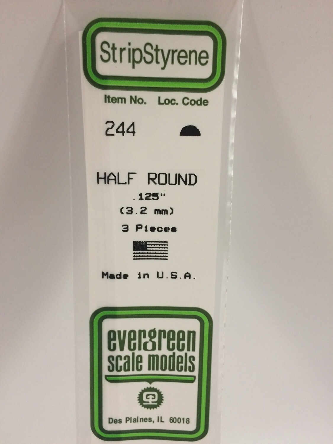 244 - OPAQUE WHITE POLYSTYRENE HALF ROUND