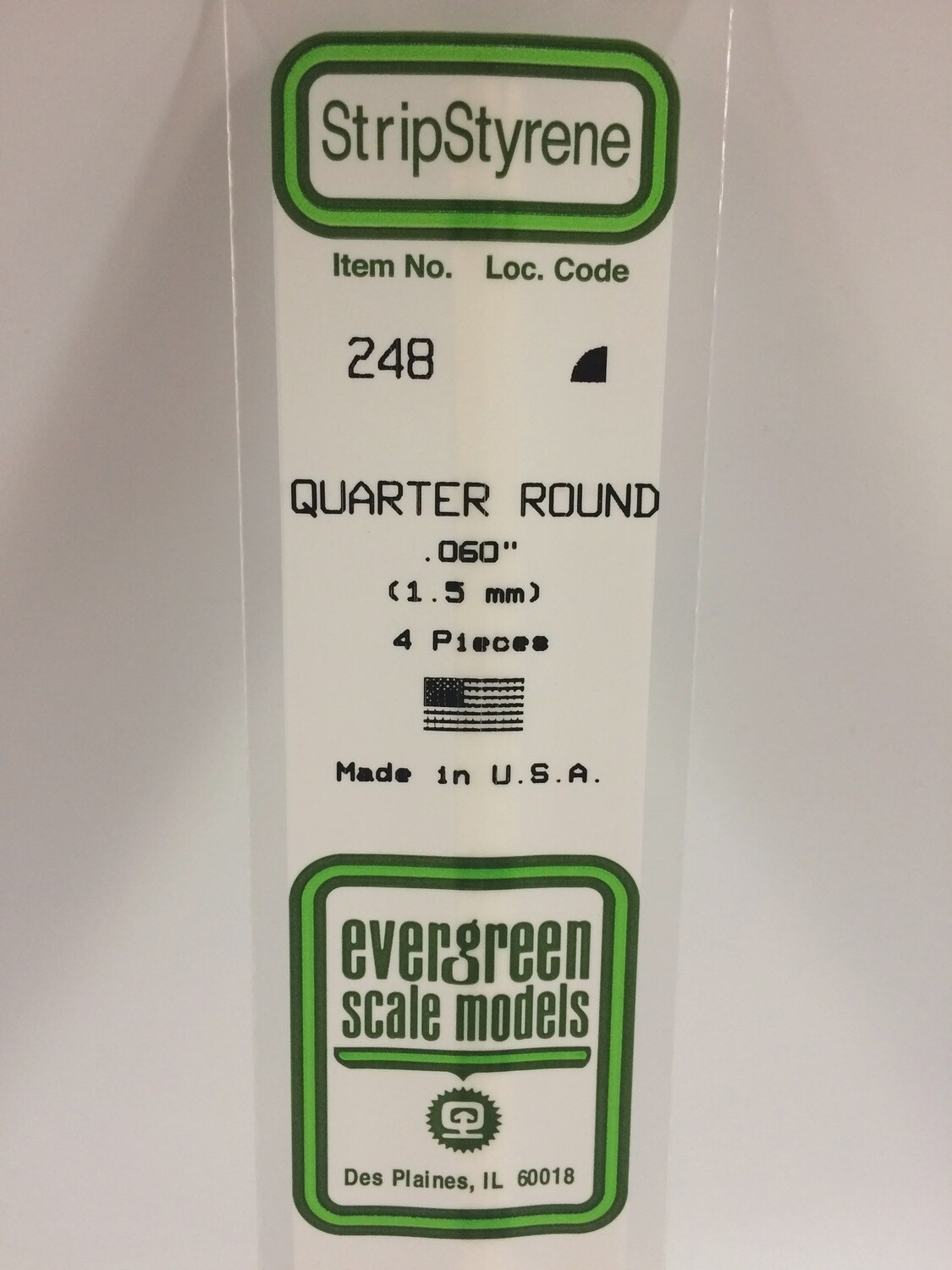 248 - OPAQUE WHITE POLYSTYRENE QUARTER ROUND