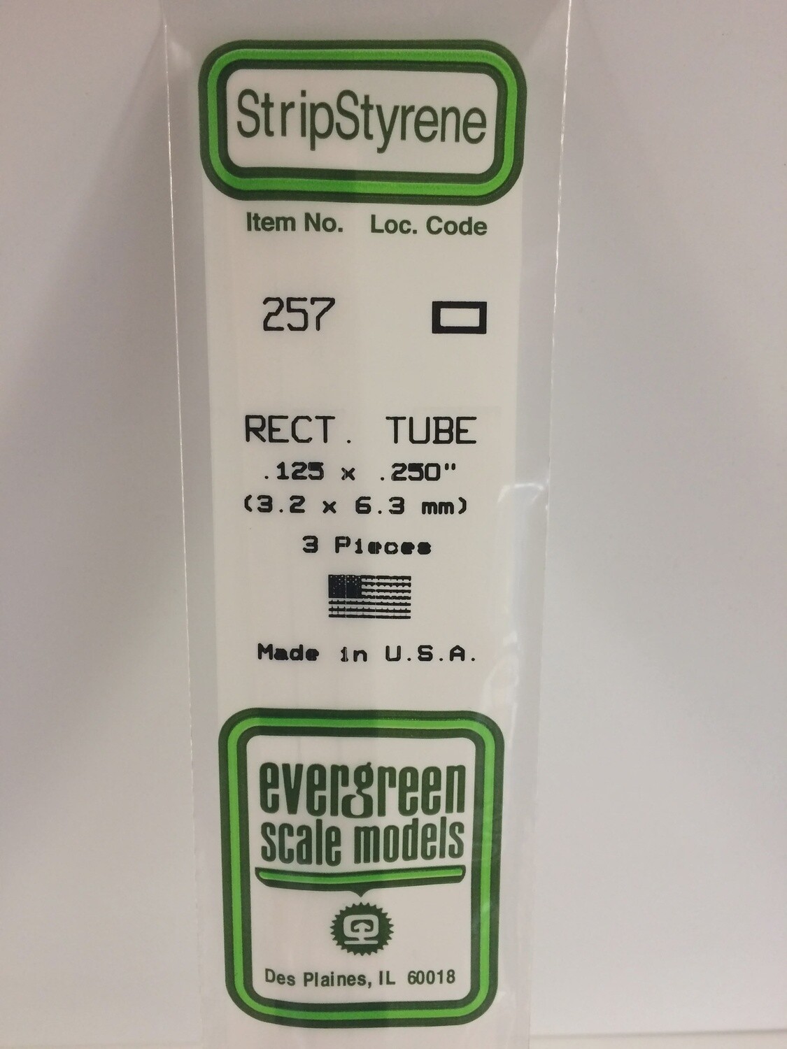 257 - OPAQUE WHITE POLYSTYRENE RECTANGULAR TUBING