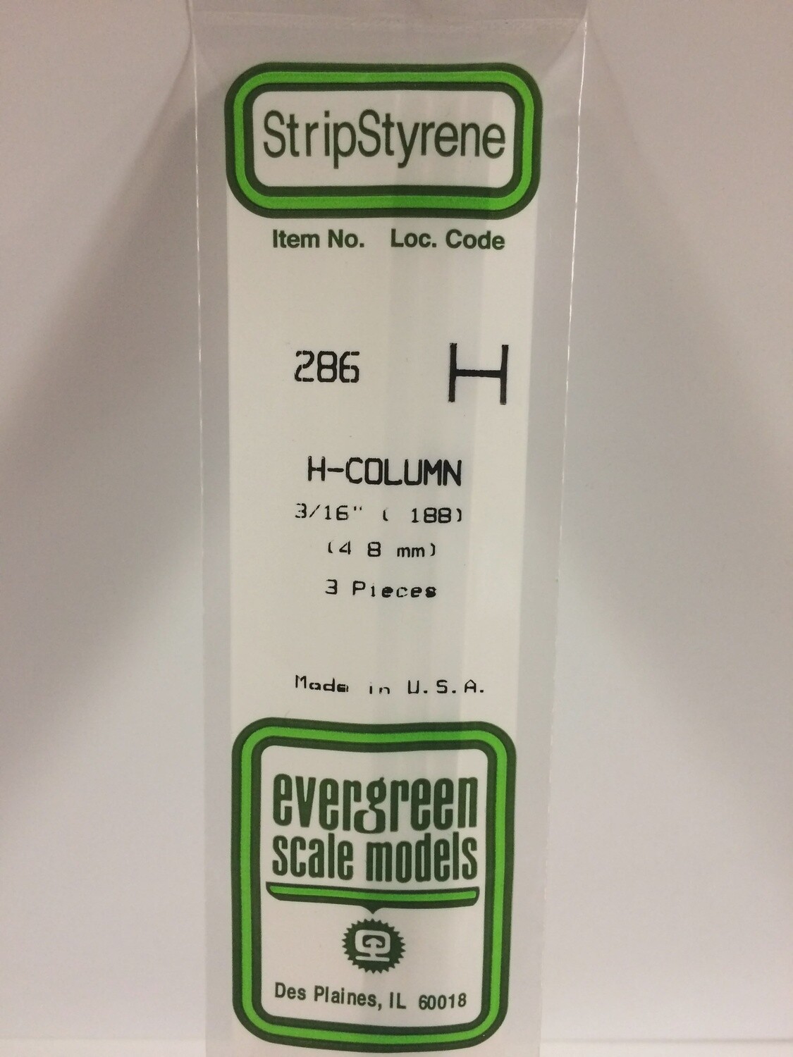 286 - OPAQUE WHITE POLYSTYRENE H - COLUMN