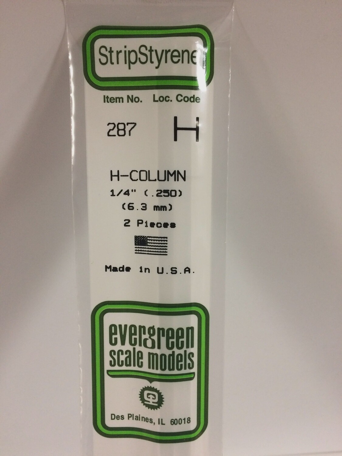 287 - (6.3MM) OPAQUE WHITE POLYSTYRENE H - COLUMN