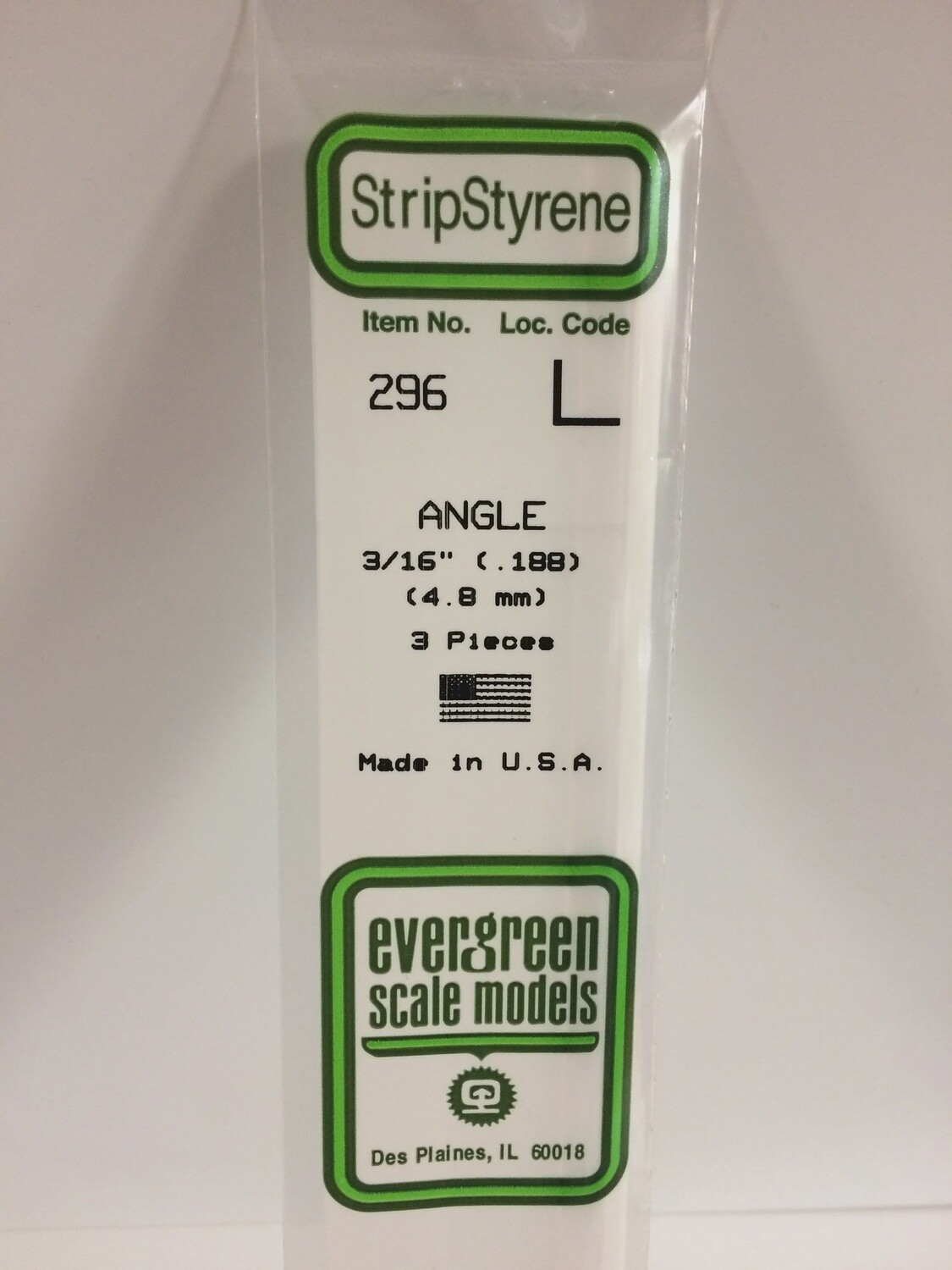 296 - OPAQUE WHITE POLYSTYRENE ANGLE