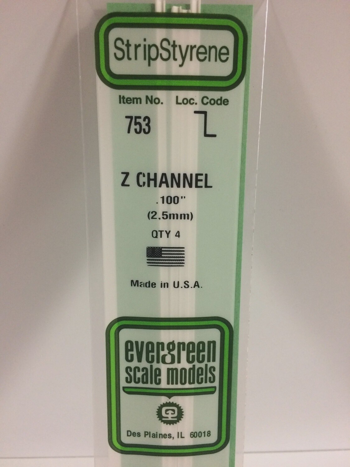 753 - OPAQUE WHITE POLYSTYRENE Z CHANNEL