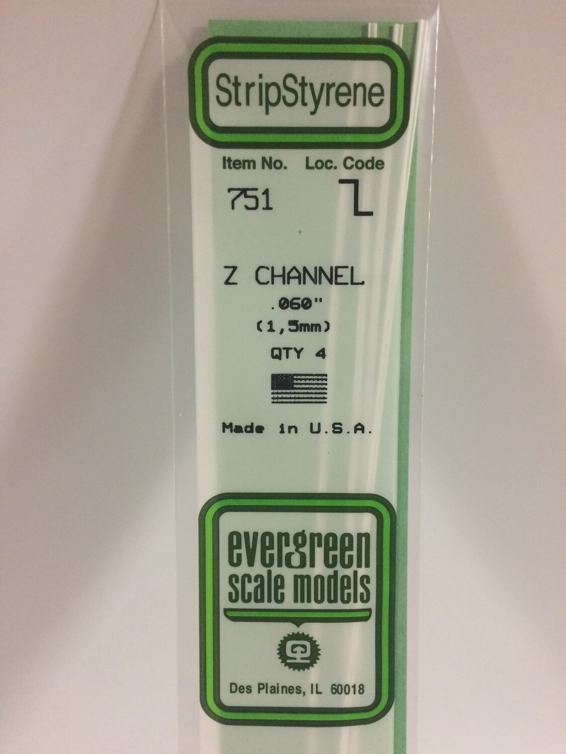751 - OPAQUE WHITE POLYSTYRENE Z CHANNEL