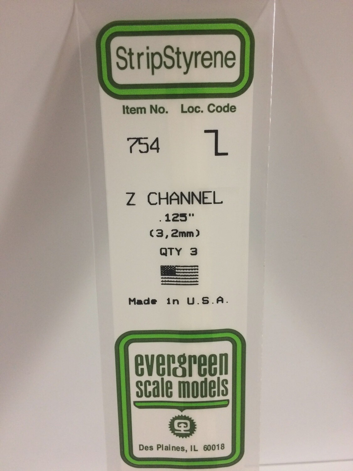 754 - OPAQUE WHITE POLYSTYRENE Z CHANNEL