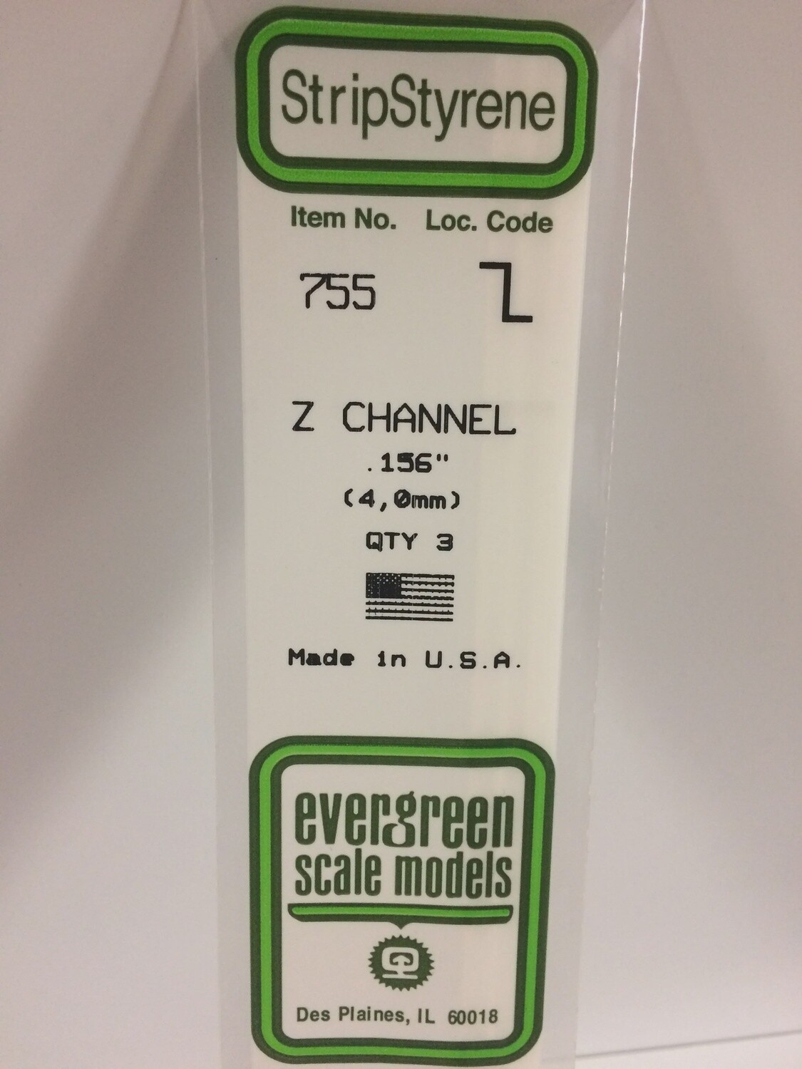 755 - OPAQUE WHITE POLYSTYRENE Z CHANNEL