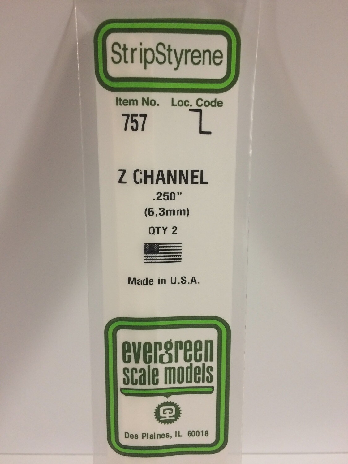 757 - OPAQUE WHITE POLYSTYRENE Z CHANNEL