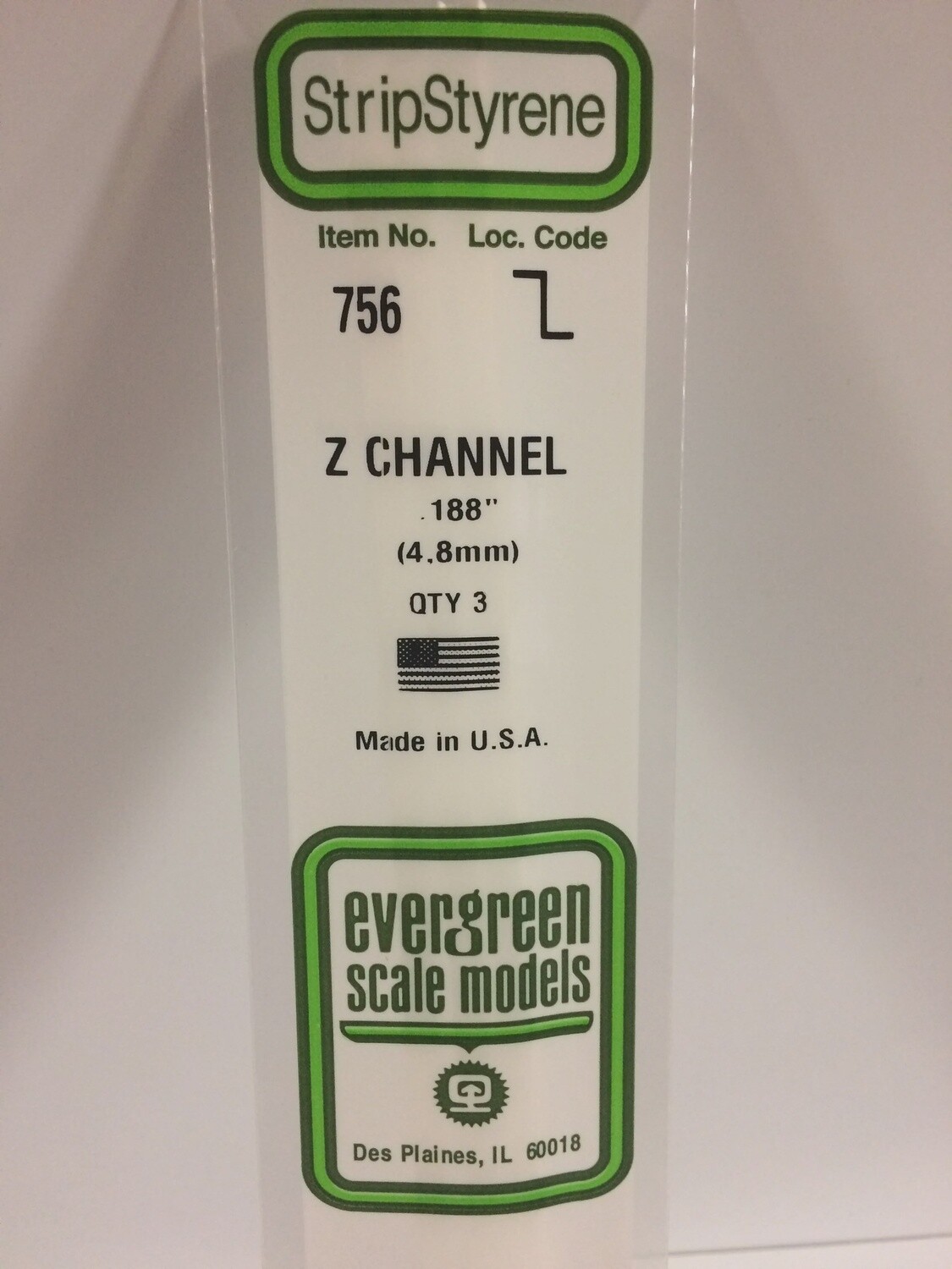 756 - OPAQUE WHITE POLYSTYRENE Z CHANNEL