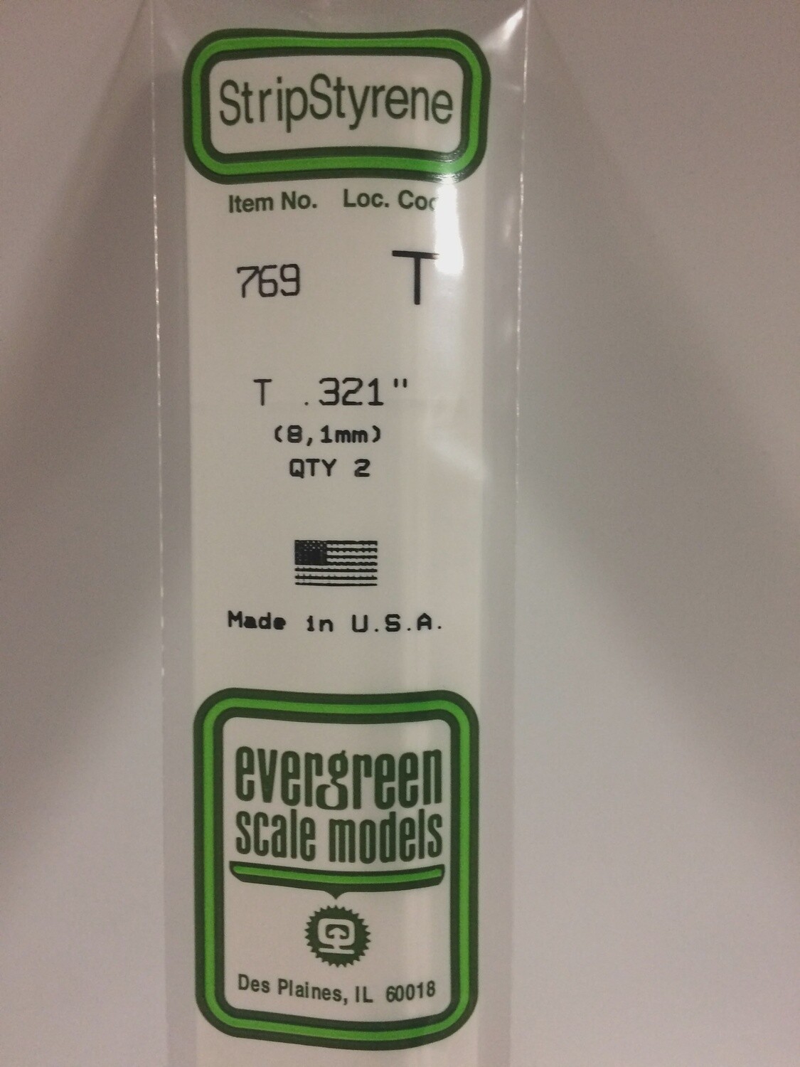 769 - OPAQUE WHITE POLYSTYRENE T SHAPE