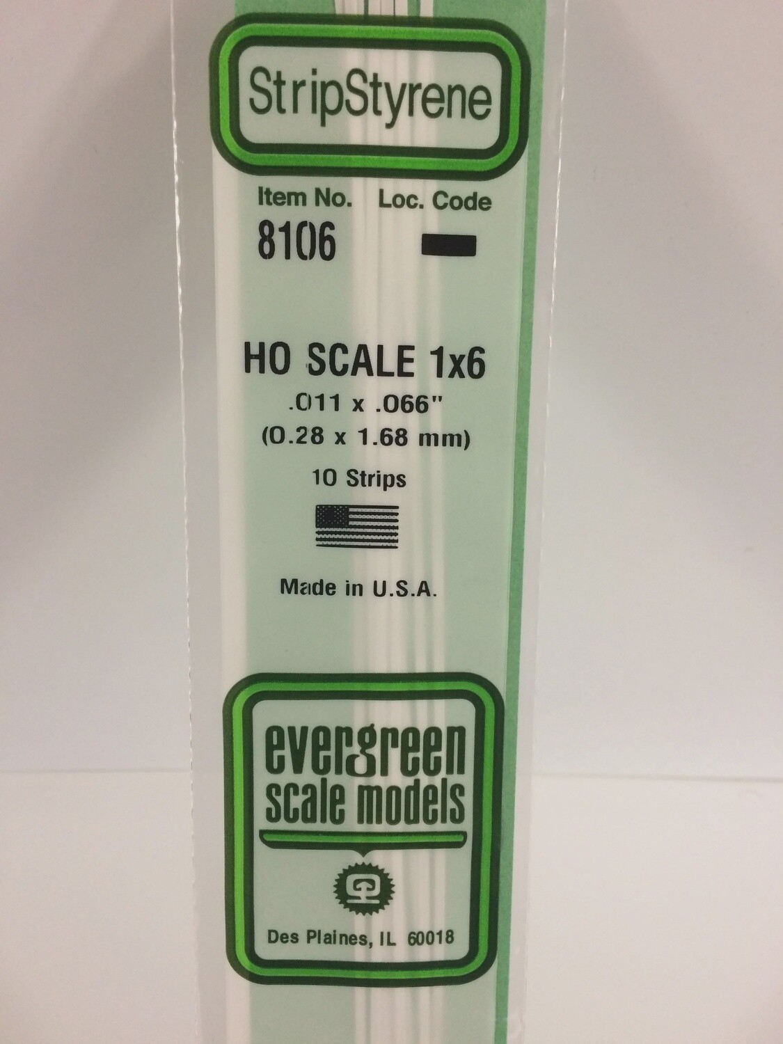 8106 - OPAQUE WHITE POLYSTYRENE HO SCALE STRIPS (1X6)