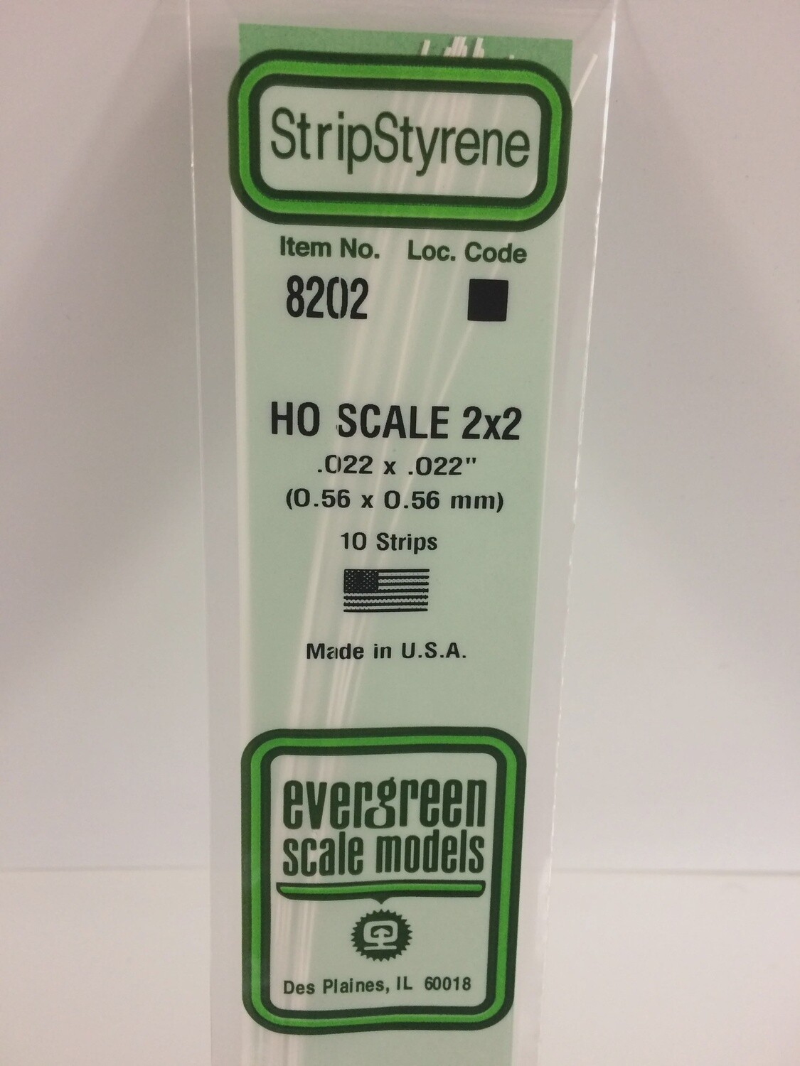 8202 - OPAQUE WHITE POLYSTYRENE HO SCALE STRIPS (2X2)