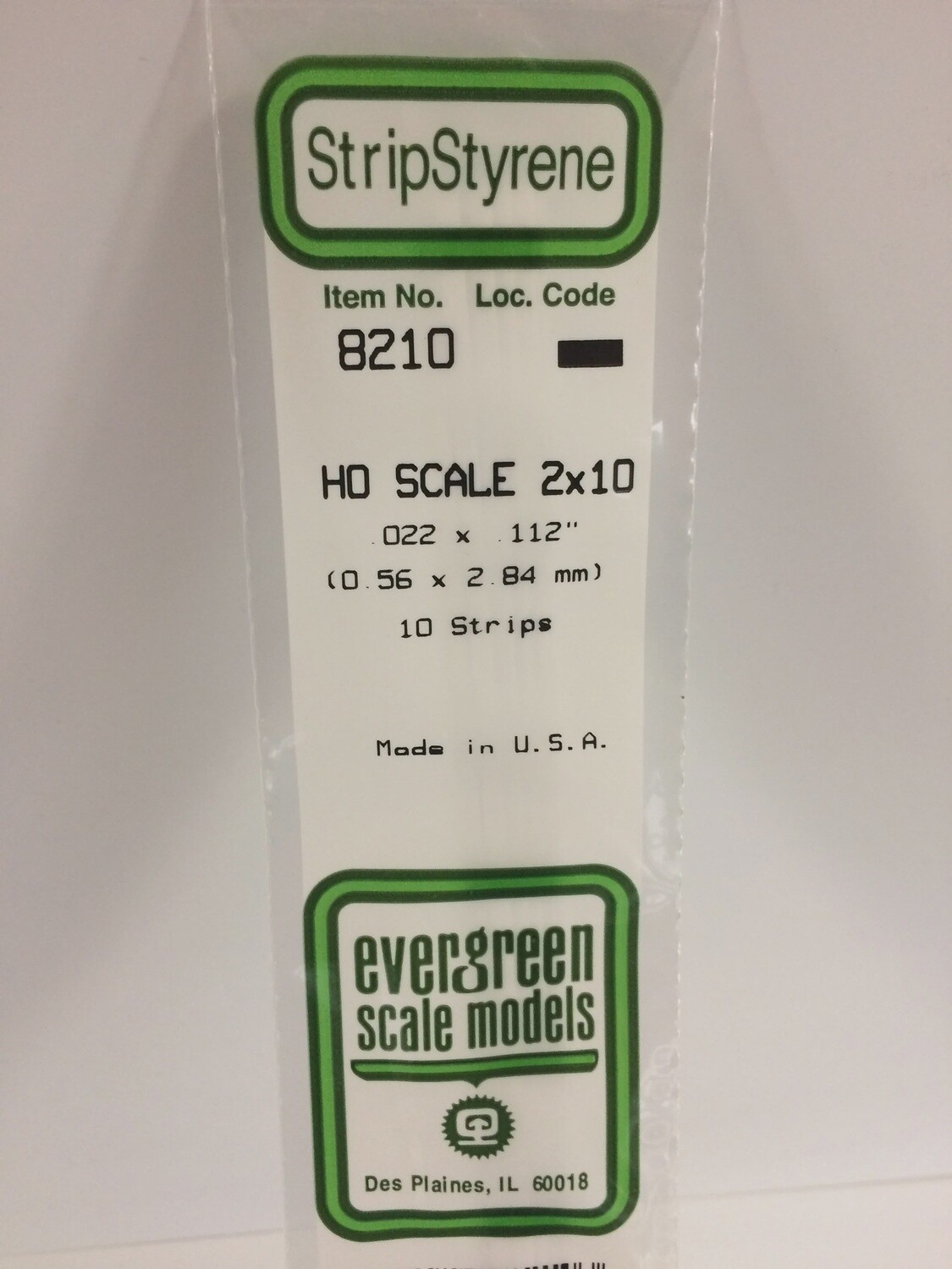 8210 - OPAQUE WHITE POLYSTYRENE HO SCALE STRIPS (2X10)