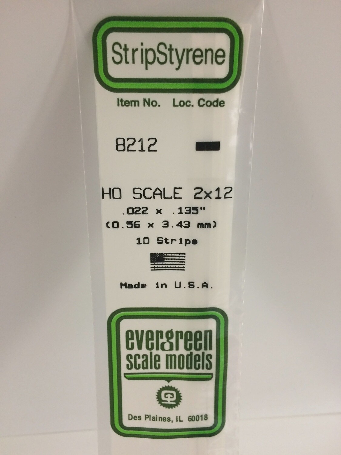 8212 - OPAQUE WHITE POLYSTYRENE HO SCALE STRIPS (2X12)