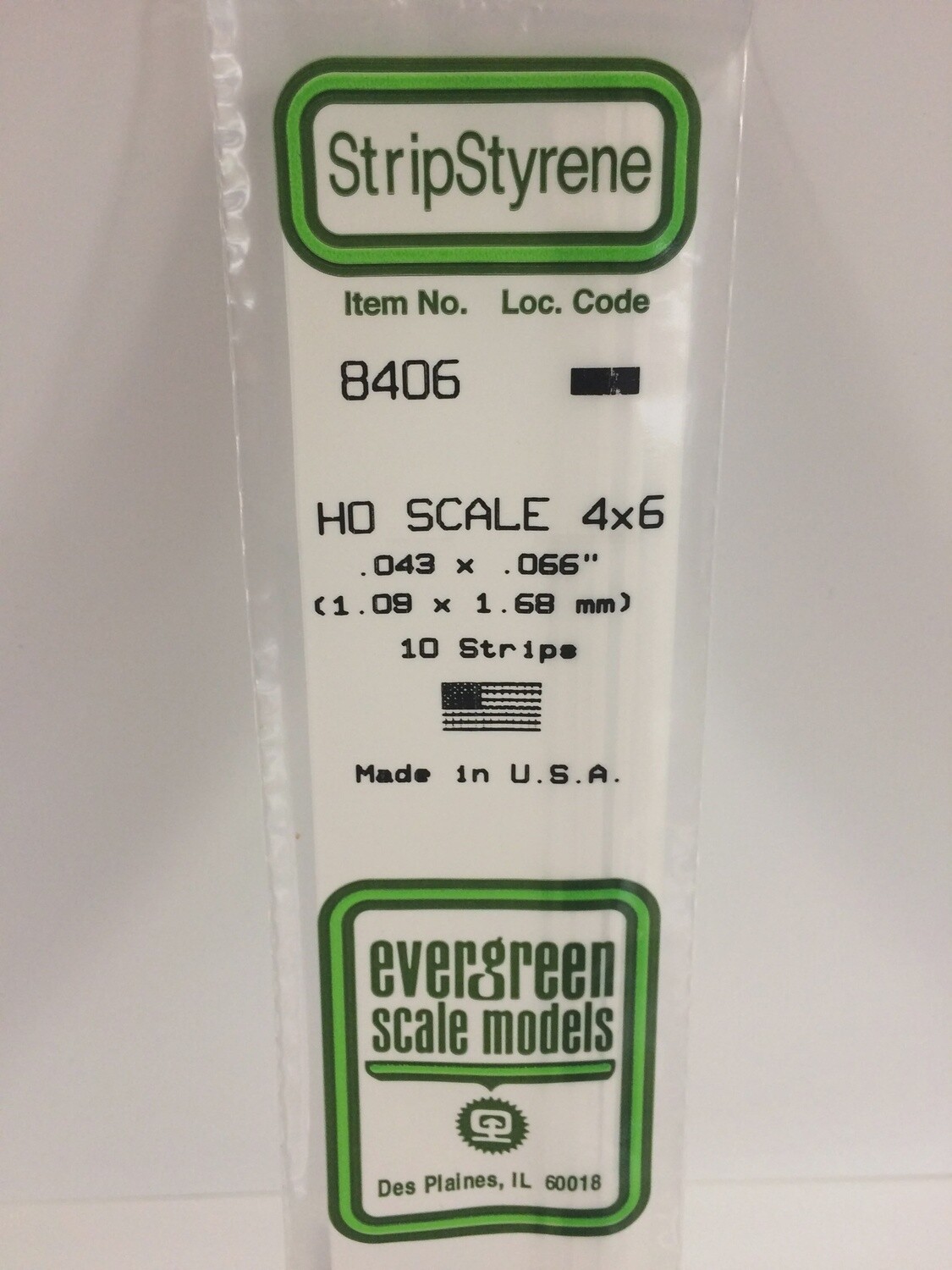8406 - OPAQUE WHITE POLYSTYRENE HO SCALE STRIPS (4X6)