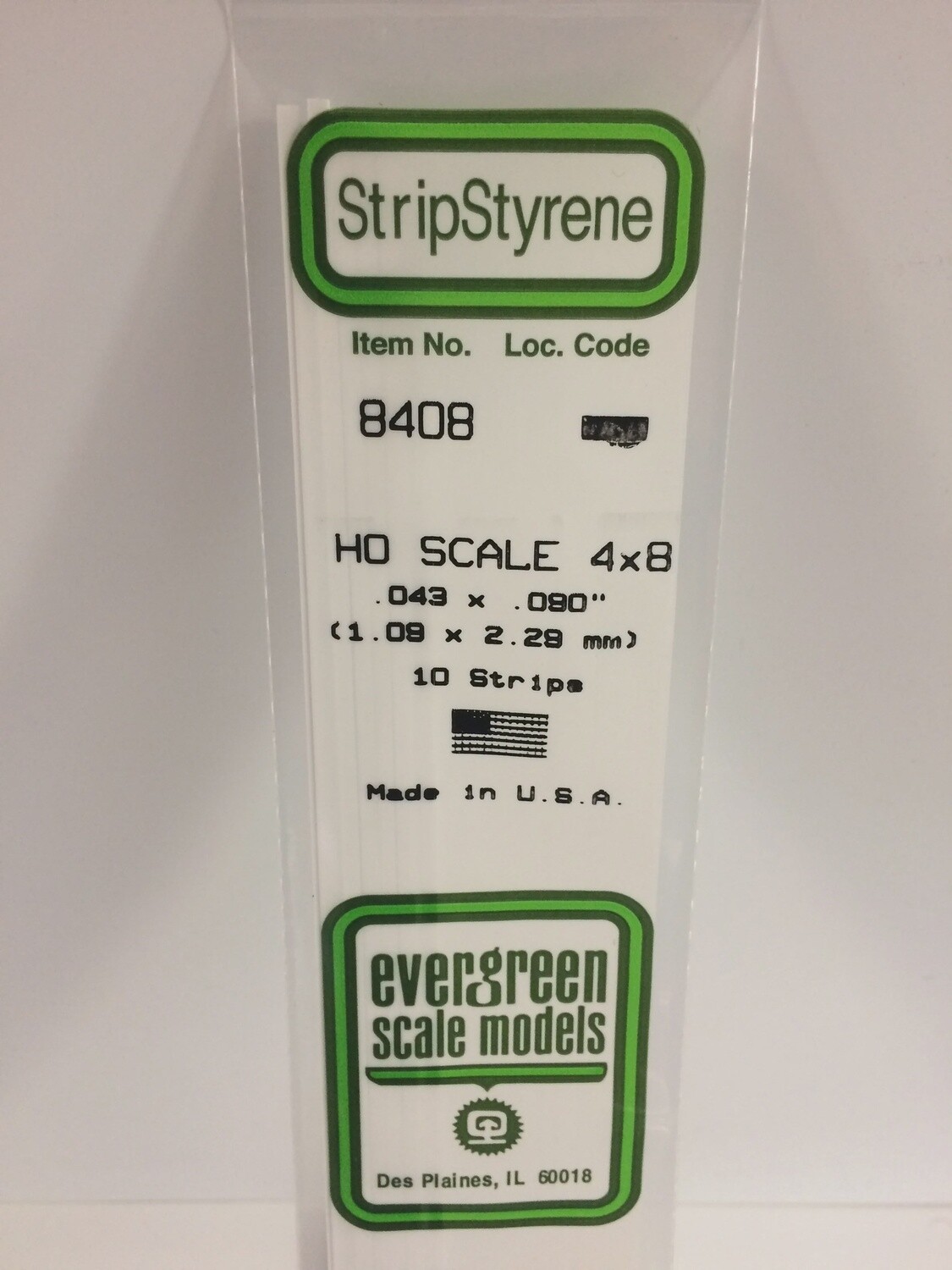 8408 - OPAQUE WHITE POLYSTYRENE HO SCALE STRIPS (4X8)