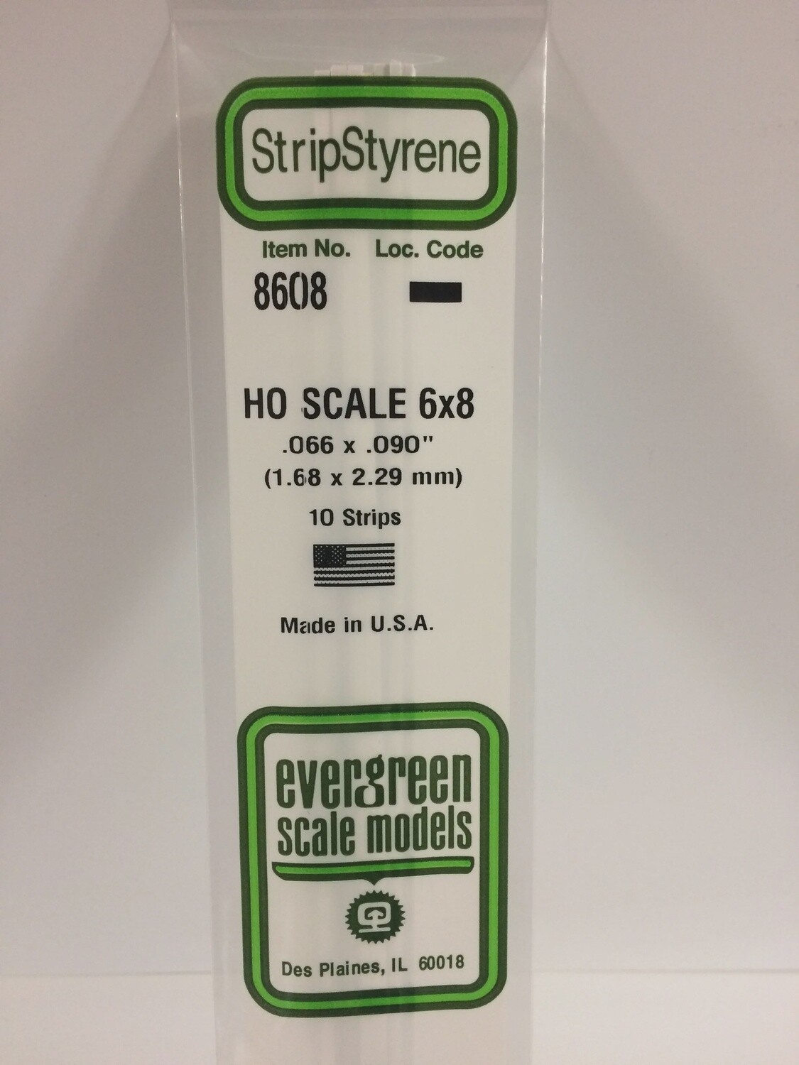 8608 - OPAQUE WHITE POLYSTYRENE HO SCALE STRIPS (6X8)